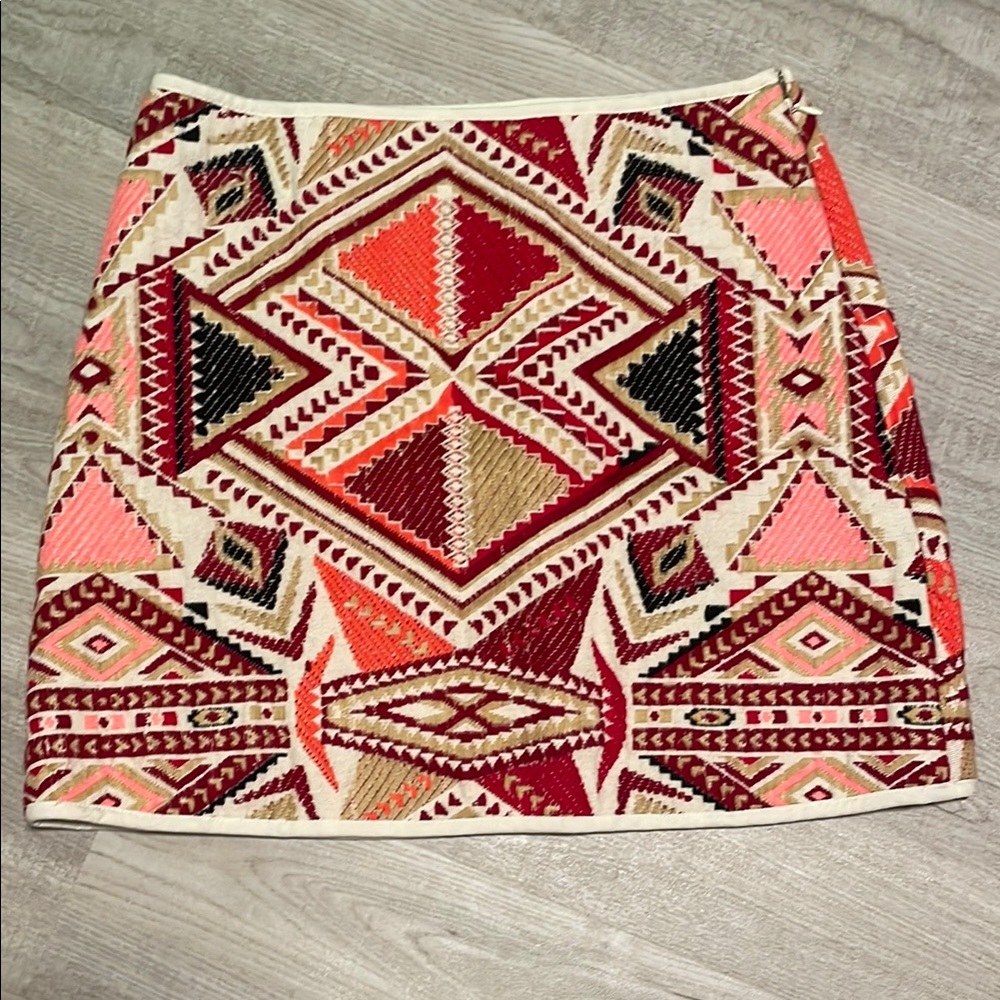 Topshop Pink and White Embellished Mini Pencil Skirt